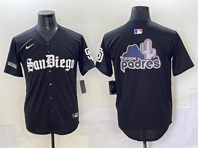 Men's San Diego Padres Team Big Logo Black Gothic Edition Vapor Limited Stitched Baseball Jersey
